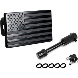 USA American Black Flag Metal Trailer Hitch Cover for 2 inch Receivers